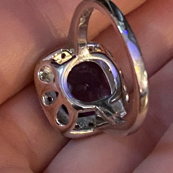 NWOT AFRICAN AMETHYST W ZIRCON STERLING RING - Picture 3 of 10